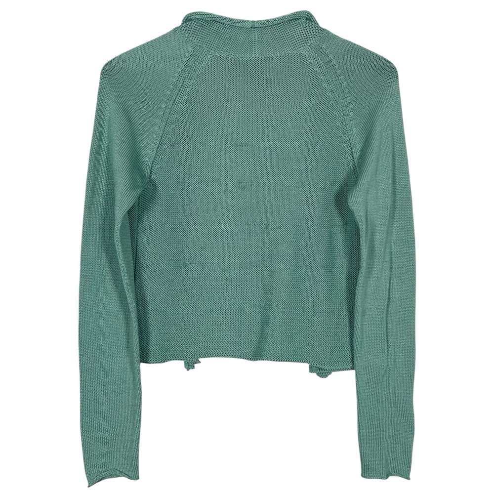 Peruvian Connection Size S Minimalist Cardigan 100% Pima Cotton in Green - Picture 2 of 5